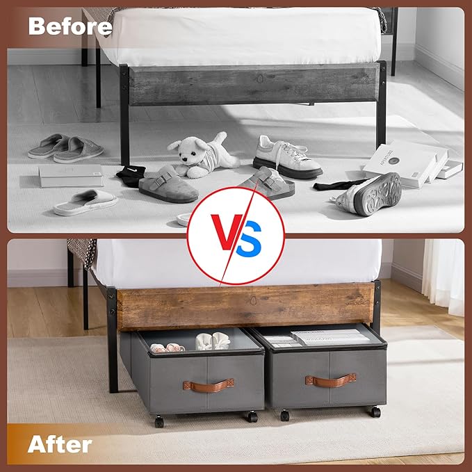 Under Bed Storage Containers with Wheels 9.5 inches Higher Under Bed Storage XXXL Underbed Shoes Blankets Clothes Storage Organizer 2 Pack Under the Bed Storage for College Dorms Bedroom Nursery Rooms