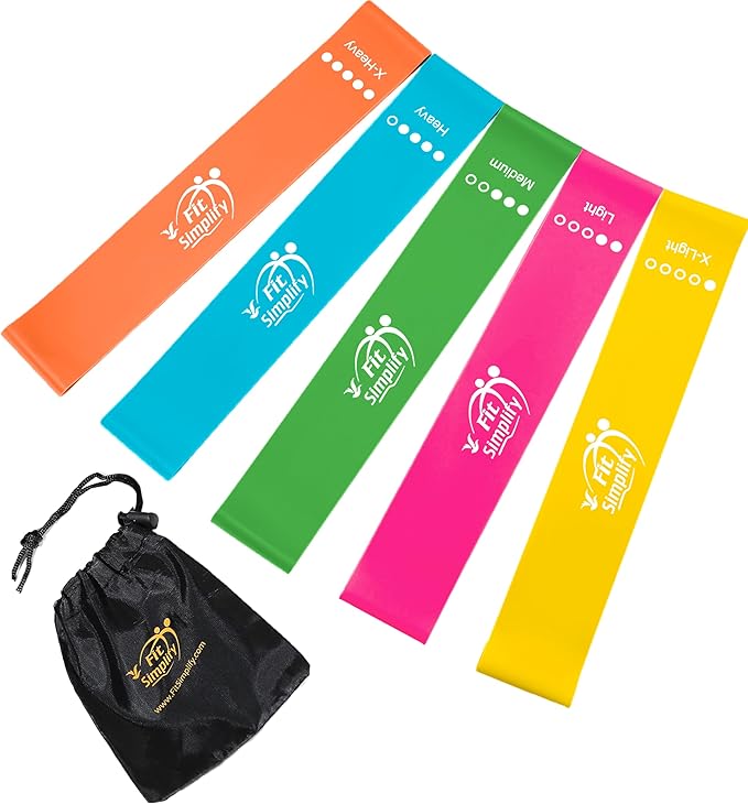 Fit Simplify 10 Inch Resistance Loop Exercise Bands, Set of 5, Assorted Colors