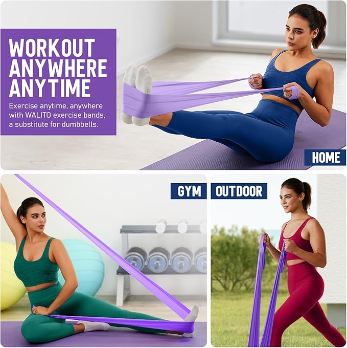WALITO Resistance Bands for Working Out, Exercise Bands for Women and Men, Workout Bands for Physical Therapy, Stretch, Recovery, Pilates, Rehab, Strength Training and Home Gym