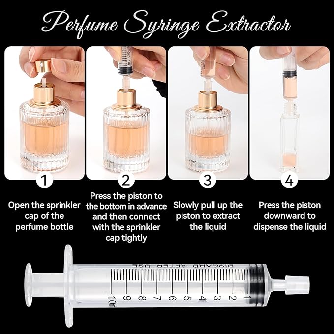 10pcs Perfume Refill Tool Kit,Plastic Perfume Dispenser Transfer Tools,Travel Refill Tool Set for Liquid Cologne Fragrance Sample Essential Oils (Clear, 10ml/10pcs)