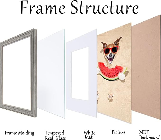 12x12 Picture Frame, Grey Woodgrain 12 x 12 Picture Frames Matted to 8 x 8,Square 12 x 12 Frame with Real Glass,Rustic Wooden 12x12 Photo Frame Wall for Home Decor Gifts