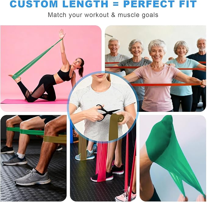 MORECOO Resistance Bands 25 Yard Roll, Level 1, 2, 3 Professional Latex Physical Therapy Band, Exercise Bands for Working Out, Pilates, Upper & Lower Body Exercises & Rehab