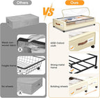 Under Bed Storage with Wheels 3Pack Underbed Storage with Clear Window&Label Under Bed Drawers Large Capacity Rolling Under Bed Storage for Clothes,Shoes, Blankets (Beige)
