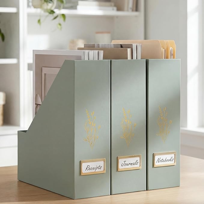 ZICOTO Beautiful Magazine Holder Set Of 3 - Sturdy File Holder to Organize Your Desk Or Shelves - The Perfect Office Storage to Effortlessly Organize Your Paperwork/Files, Magazines, Books Or Binders
