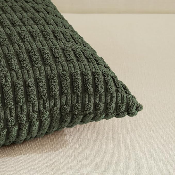Fancy Homi 4 Packs Decorative Throw Pillow Covers for Living Room Couch Bed, Modern Farmhouse Boho Home Décor Accent Cushion Case, 20" x 12", Olive Green