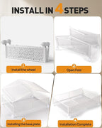 Under Bed Storage With Wheels - 60L Foldable Pattern Carved Metal Container, Rolling Underbed for Shoes, Clothes, Blankets - Easy Assembly