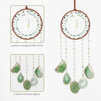 Green Aventurine Gemstone Agate Large Dream Catcher Chakra Dream Catcher with Crystals Handmade Dreamcatcher Wall Decor for Adults Boys Girls Bedroom Garden Bless Gift