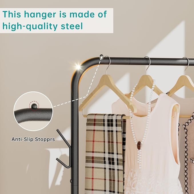 SINGAYE Clothes Rack Garment Coat ：Drying Clothing Racks Metal Freestanding for Hanging Clothes Portable Closet for Laundry Bedroom Black