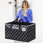HomeHacks Heavy Duty Moving Bags with Tag Pockets, Collapsible Storage Totes for Moving, Camping & Travel -Foldable Packing Boxes, Zipper Handles, Black（2 Packs, 125L）
