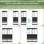 Closet System, Up to 134"/11.2 FT Closet Organizer with 4 Wooden Drawers and Shelves, Walk-in Closet System with 6 Hanging Rods, Built-in Closet Can Fit 96"/8FT, 120"/10FT, Black