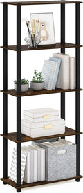 Furinno Turn-S-Tube 5-Tier Multipurpose Shelf Display Rack with Square Tubes, Amber Pine/Black