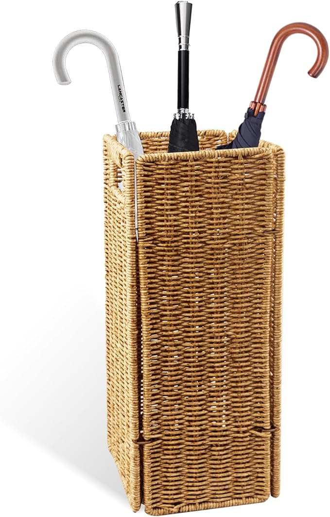 Rattan Umbrella holder, Hand Woven Umbrella Holder for Entryway, Indoor Umbrella Rack Organizer Freestanding, Umbrella Bucket Fits Mudroom,Walking Canes,Home,Office