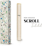 SURI Mezuzah for Door – 6 Inch Terrazzo Turquoise Concrete Mezuzah Case with Printed Scroll, Self-Stick Jewish Entry Design, Fits a 5 Inch Scroll, Gift Box Included