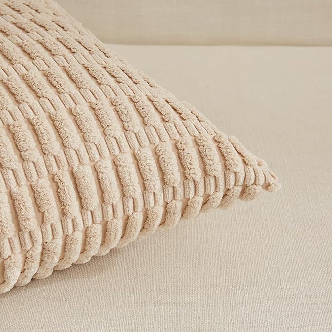 Fancy Homi 4 Packs Decorative Throw Pillow Covers for Living Room Couch Bed, Modern Farmhouse Boho Home Décor Accent Cushion Case, 12" x 12", Neutral