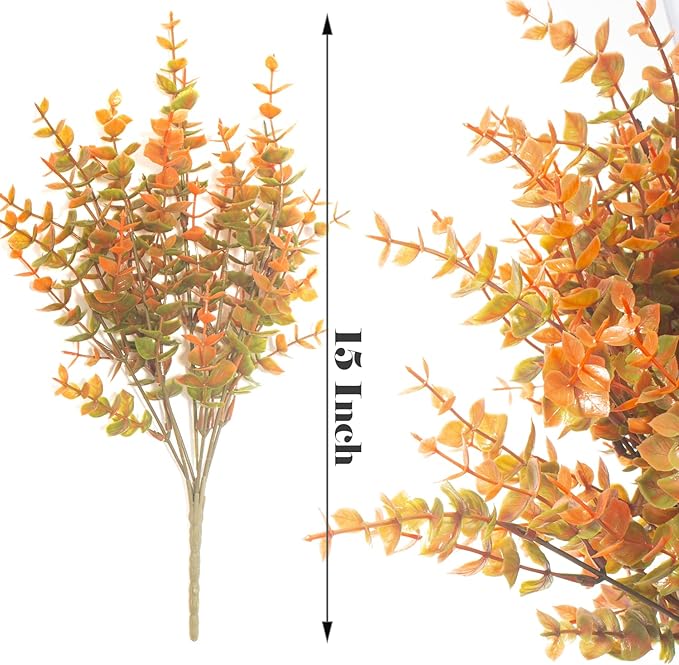 10 Bundle Artificial Fall Boxwood No Fade Faux Autumn Plants