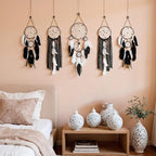 5 Pack Moon Phase Dreamcatcher Set Boho Wall Decor, Boho Macrame Wall Hanging Dream Catchers, for Home, Bedroom, Living Room, Witchy Gifts (Flower Color)