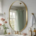 Gold Oval Mirror, 17"x30" Oval Bathroom Mirror, Brushed Gold Mirror with Aluminium Alloy Frame, Anti-Rust, Tempered Glass