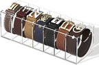 FEMELI Belt Organizer, Acrylic 7 Compartments Container Storage Holder, Clear Display Case for Closet Tie and Bow Tie