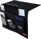 Bedside Caddy 4 Pockets Bedside Organizer Caddy Fit Tablet Magazine Phone Glasses, Under Mattress Remote Control Holder Storage Organizer, Black