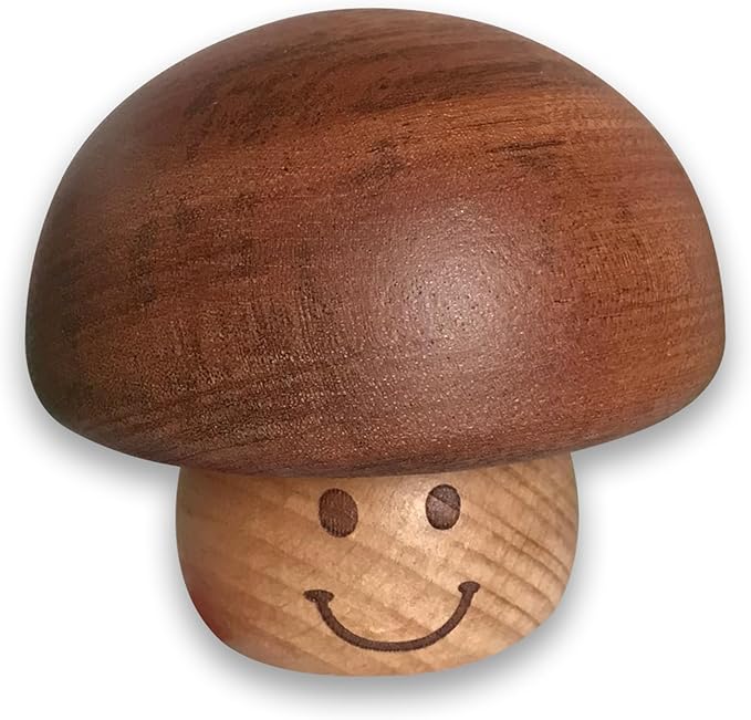 BinkeGG Play (It's a Small World) Walnut Mushroom Shaped Clockwork Music Box with Sankyo Musical Movement (65 Tunes Option)