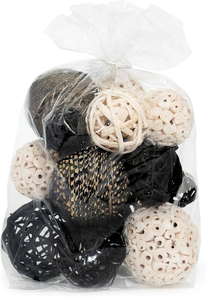 ANDALUCA Decorative Balls Bag Bowl Filler Home Decor (Black & White)