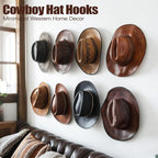 2.8 Inch Hat Hooks for Wall - (16 Pack) Cowboy Hat Rack, Strong Adhesive Cap Holder, Organizer for Baseball Caps, Western Room Decor - White