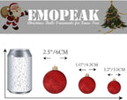 Emopeak 24Pcs Christmas Balls Ornaments for Xmas Christmas Tree - 4 Style Shatterproof Christmas Tree Decorations Hanging Ball for Holiday Wedding Party Decoration (Red, 1.6"/4.2CM)