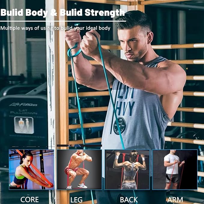 Resistance Bands, Pull Up Assist Bands - Workout Bands, Eexercise Bands, Long Resistance Bands Set for Working Out, Fitness, Training, Physical Therapy for Men Women
