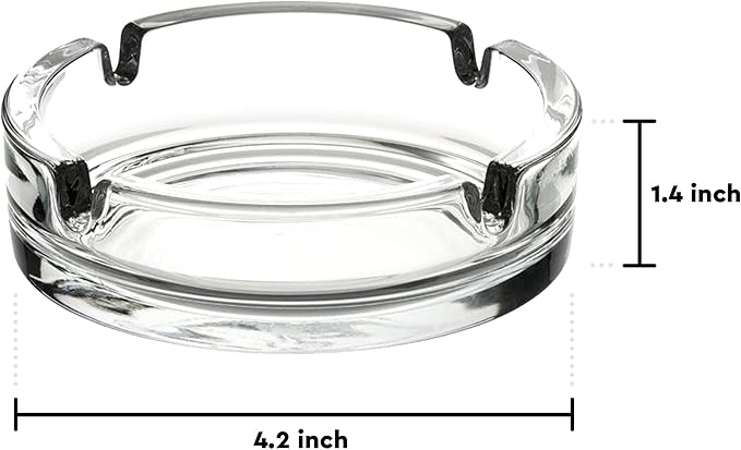 Fargus Glass Ashtrays for Cigarettes, Portable Decorative Modern Ashtray for Home Office Indoor Outdoor Patio Use, Fancy Cute Cool Ash Tray, Pack of 2 (Clear)