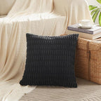 Fancy Homi 4 Packs Decorative Throw Pillow Covers for Living Room Couch Bed, Modern Farmhouse Boho Home Décor Accent Cushion Case, 16" x 16", Black