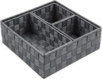 Posprica Woven Storage Baskets for Organizing, Small Baskets Cube Bin Container Tote Organizer Divider for Drawer, Closet, Shelf, Dresser, Set of 4(Dark Grey)