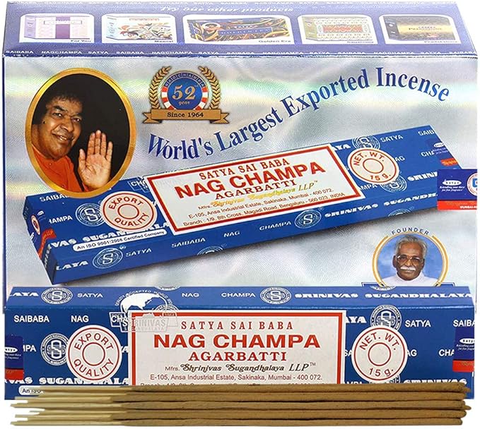 Nag Champa Incense Sticks 15g x 12 and Incense Stick Holder Bundle