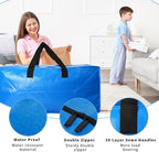 2 Pack Heavy Duty Extra Large Moving Bags Storage Tote - Strong Handles& Backpack Straps - Space Saving Storage Bags Alternative to Moving Boxes and Bins,Compatible with Ikea Frakta Cart, Blue