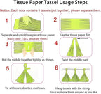 Pink and Green Tassel Garland,Paper Tissue Tassel Banner for Party Decorations,Pack of 20