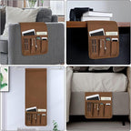 NB Sofa Armrest Organize remote holder bedside caddy organizer with 5 pockets，non-slip couch remote control holder couch armchair caddy accessories (Brown, 35"x12.4")