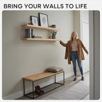 Homeforia 60 inch Natural Floating Shelf, High End Solid Real Wood 60inch Small Floating Shelves for Wall Mounted, Natural Wooden Floating Shelves, Heavy Duty Bracket, 60 X 6.5 X 1.75 in, Set of 2