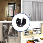 Stainless Steel Closet Rod Bracket, 1-1/4 Inch Diameter Closet Rod Holder 2 Pcs, Heavy Duty Curtain Rod Holder, Black Closet Rod Support with Screws
