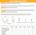 Closet Rods for Hanging Clothes, 17-39 Inch No-Cut Stepless Adjustable Closet Rod, 1.3 Inch Heavy Duty Metal Closet Hanging Rod with Brackets, White Closet Bar for Closet, Laundry Room, RV, Wardrobes