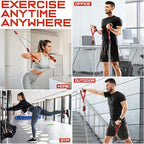WALITO Resistance Bands Set - Exercise Bands with Handles, Door Anchor, Legs Ankle Straps, for Heavy Resistance Training, Physical Therapy, Muscle Training, Yoga, Home Workouts, Gym
