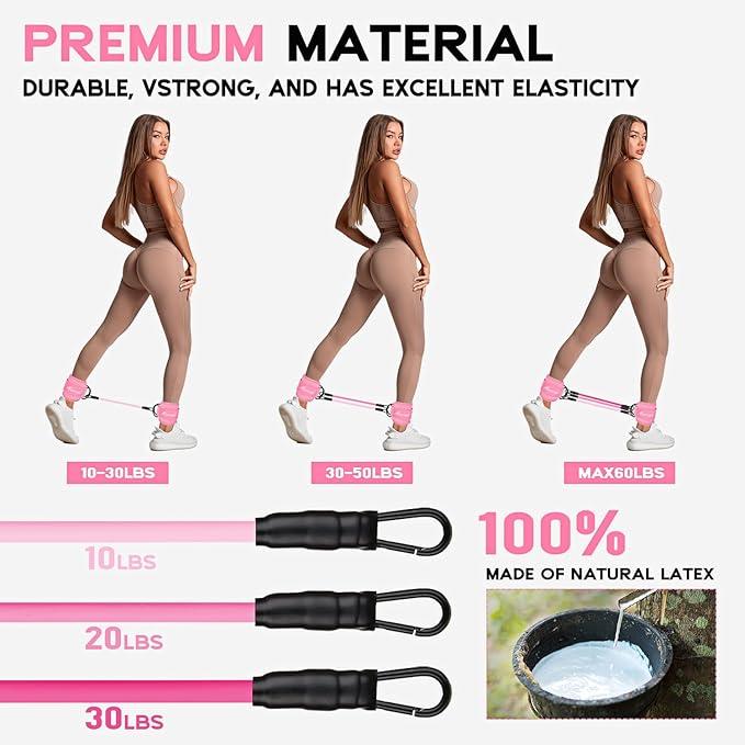 HPYGN Ankle Resistance Bands, Ankle Bands for Working Out with Cuffs, Resistance Bands for Leg Butt Training Workout Equipment for Kickbacks Hip Gluteus Training, Ankle Strap with Exercise Bands