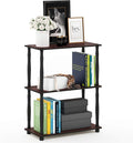 Furinno Turn-N-Tube 3-Tier Compact Multipurpose Shelf Display Rack with Classic Tube, Dark Cherry/Black