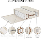 8 Pack Foldable Bed Sheets Set Organizers and Storage(King & Queen Size),Linen Fabric Closet Organizers with Window,Folding Bedding Storage Box for Bedsheets and Pillow Cube Organizer-Beige