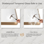 LOAAO 50”X30” Gold Bathroom Mirror, Rounded Rectangle Gold Frame Mirror, Brushed Gold Bathroom Vanity Mirror Wall-Mounted, Anti-Rust, Tempered Glass, Hangs Horizontally or Vertically