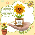 Gifts for Mom Mothers Day Birthday Gifts- Positive Crochet Sunflower, Funny Cute Small Sunflower Gift for Mom Bonus Mother in Law from Daughter Son Positive Emotional Support Pickle Gift