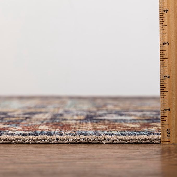 Keen Home Design 2x10 Rug - Machine Washable Runner with Non-Slip Backing, Ideal for Hallway, Entryway, Kitchen, Laundry Room - Vintage, Easy Clean, Durable, Low Pile Rug - (2'6" x 10')
