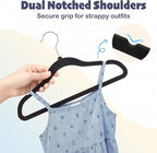 HOUSE DAY 11 Inch Velvet Baby Hangers 50 Pack Black, Premium Kids Hangers for Children/Infant/Toddler Clothes, Durable Non Slip Small Baby Felt Hanger for Closet, Ideal for Everyday Use