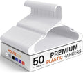 HOUSE DAY Plastic Hangers 50 Pack - White Clothes Hangers with Non-Slip Shoulder Grooves, Durable and Sturdy Coat Hanger, Space Saving Slim Design Perfect for Closet Organizers and Storage