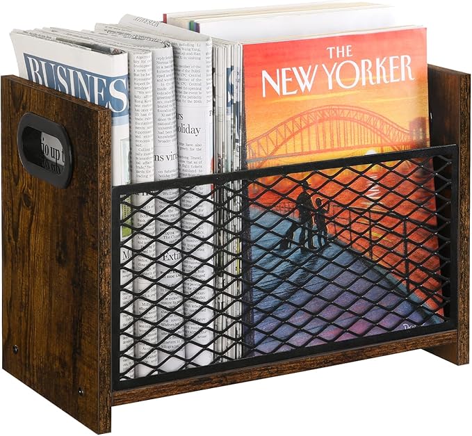 YINMIT Magazine Holder, Magazine Rack Floor, Magazine Storage Basket, File Holder Organizer, Folder Organizer for Magazines, Books, Newspapers, Tablets (Medium)