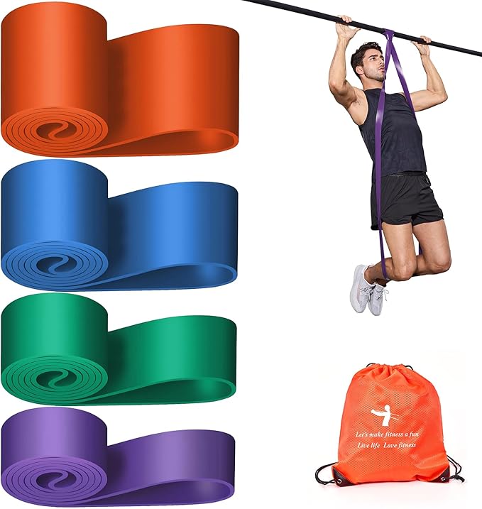 Pull Up Assistance Bands Set 5 LBS - 230 LBS, Long Resistance Bands for Pull Ups Working Out, Gym Workout Bands for Men Exercise Muscle Training and Shape Body - Carry Bag Included
