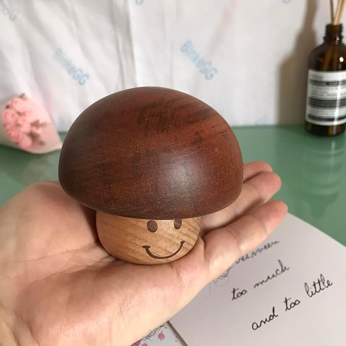 BinkeGG Play (White Christmas) Walnut Mushroom Shaped Clockwork Music Box with Sankyo Musical Movement (65 Tunes Option)